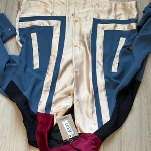 Alpha Style Colorblock Satin silk Button-Up shirt jacket NWT $275